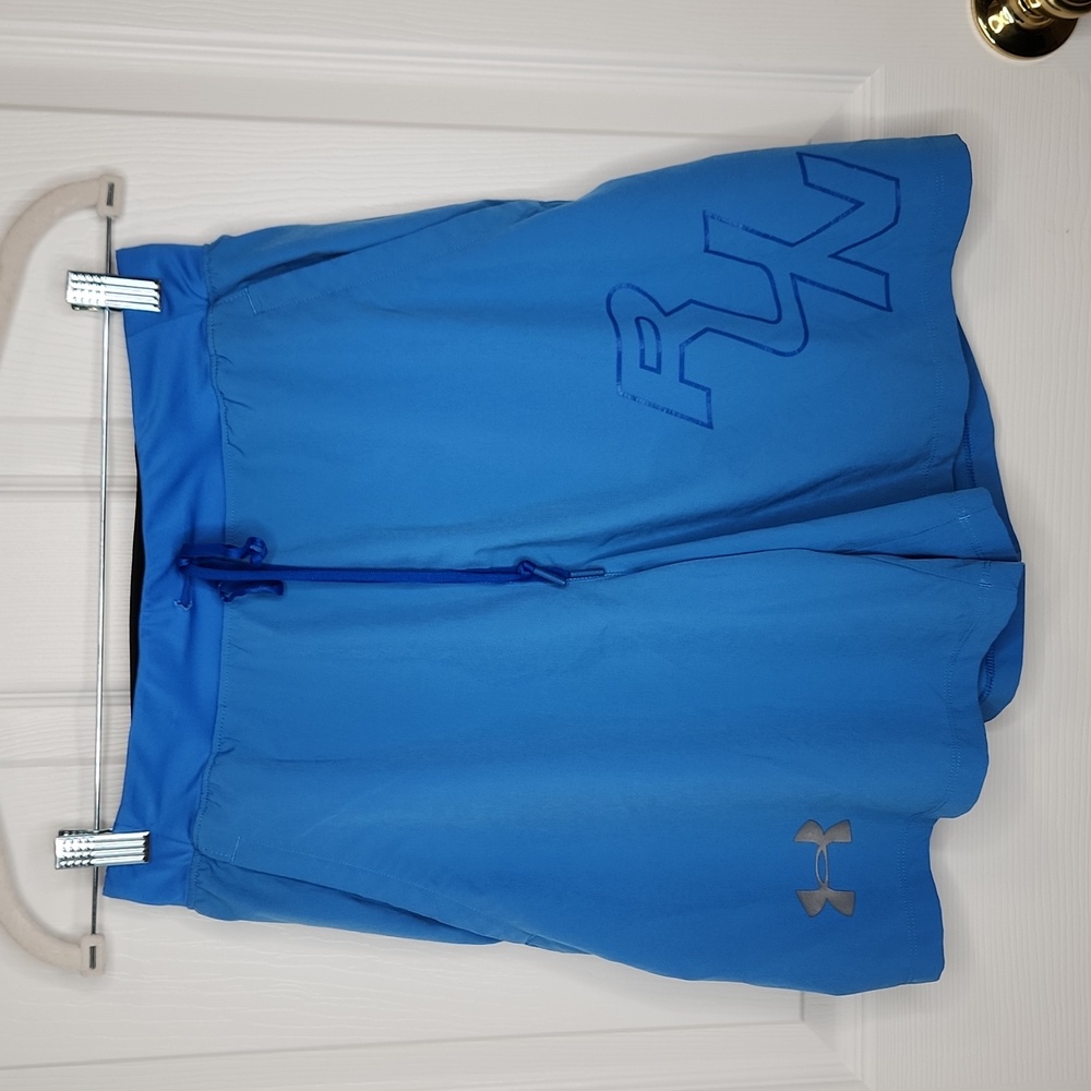 Mens Under Armour heat gear speed pocket running shorts blue size medium